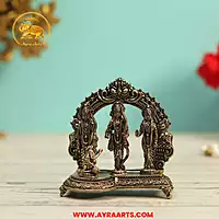 Premium Brass Ram Darbar Shri Ram Sita Lakshman Hanuman Ram Parivar Ayodhya Murti - 3 Inch Height