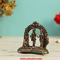 Premium Brass Ram Darbar Shri Ram Sita Lakshman Hanuman Ram Parivar Ayodhya Murti - 3 Inch Height