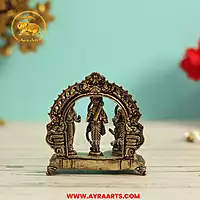 Premium Brass Ram Darbar Shri Ram Sita Lakshman Hanuman Ram Parivar Ayodhya Murti - 3 Inch Height