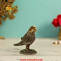 Premium Brass Parrot Tota Shuka Bird Figurine Pakshi Murti Decorative Home Decor - 3.3 Inch Height