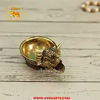 Auspicious Premium Brass Elephant Gaja Hathi Diya Deepam Vilakku Pooja Oil Lamp - 3.5 Inch Length
