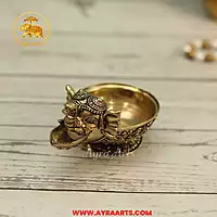 Auspicious Premium Brass Elephant Gaja Hathi Diya Deepam Vilakku Pooja Oil Lamp - 3.5 Inch Length