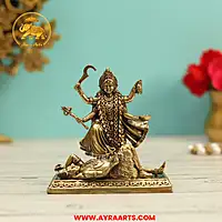 Premium Brass Mahakali Kali Maa Bhadrakali Adi Shakti Devi Murti Pooja Idol - 3.8 Inch Height