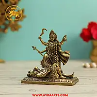 Premium Brass Mahakali Kali Maa Bhadrakali Adi Shakti Devi Murti Pooja Idol - 3.8 Inch Height