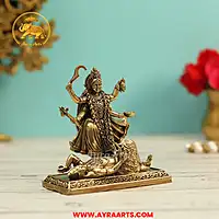 Premium Brass Mahakali Kali Maa Bhadrakali Adi Shakti Devi Murti Pooja Idol - 3.8 Inch Height