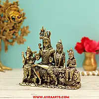 Premium Brass Shiv Parivar Shiva Parvati Ganesha Kartikeya Murti Pooja Idol - 3.5 Inch Height