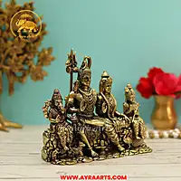 Premium Brass Shiv Parivar Shiva Parvati Ganesha Kartikeya Murti Pooja Idol - 3.5 Inch Height