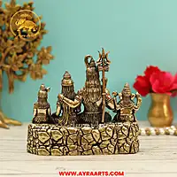 Premium Brass Shiv Parivar Shiva Parvati Ganesha Kartikeya Murti Pooja Idol - 3.5 Inch Height