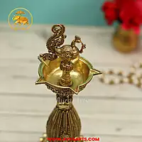 Premium Brass Peacock Mayur Standing Diya Deepam Vilakku Pooja Oil Lamp Mandir Decor - 8.5 Inch Height