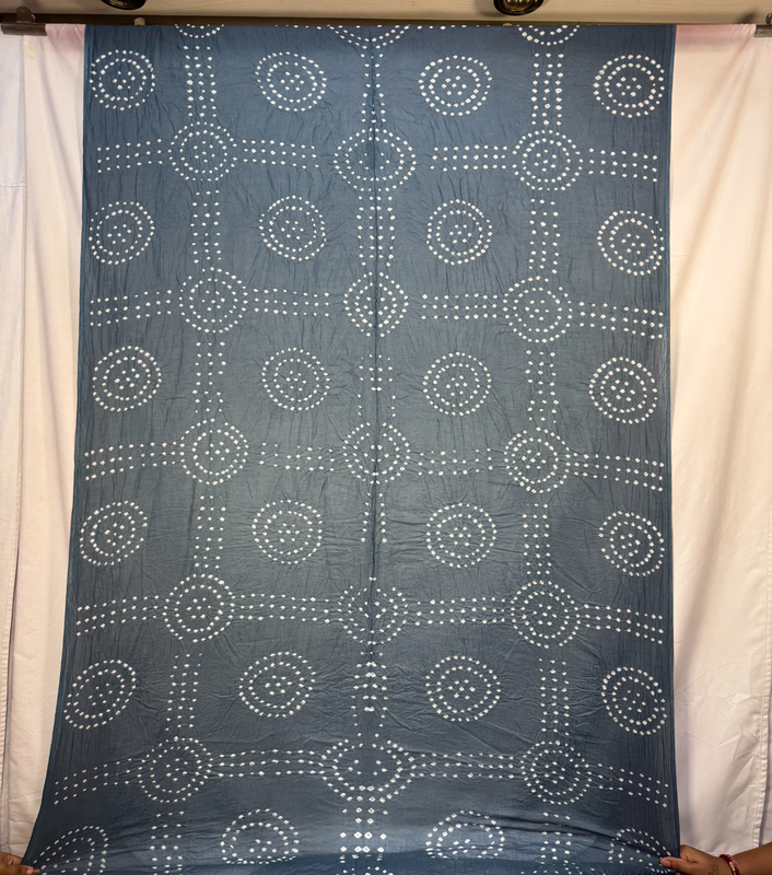 Kala Sanskruti All Over Gray – Color Cotton Bandhani Saree – 6.5M with Blouse Piece – Elegant Traditional Wear Saree for Women