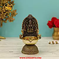 Premium Brass Blessing Lakshmi Devi Deepam - 5 Inch Height