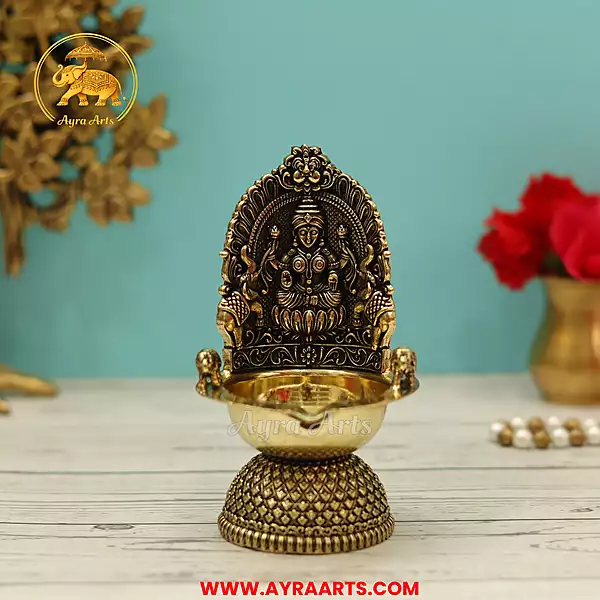 Premium Brass Blessing Lakshmi Devi Deepam - 5 Inch Height