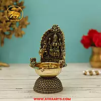 Premium Brass Blessing Lakshmi Devi Deepam - 5 Inch Height