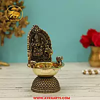 Premium Brass Blessing Lakshmi Devi Deepam - 5 Inch Height