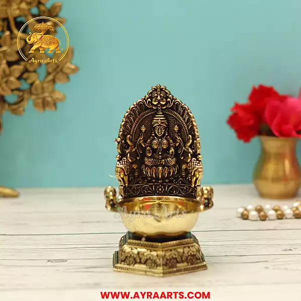 Premium Brass Blessing Lakshmi Deepam - 5 Inch Height