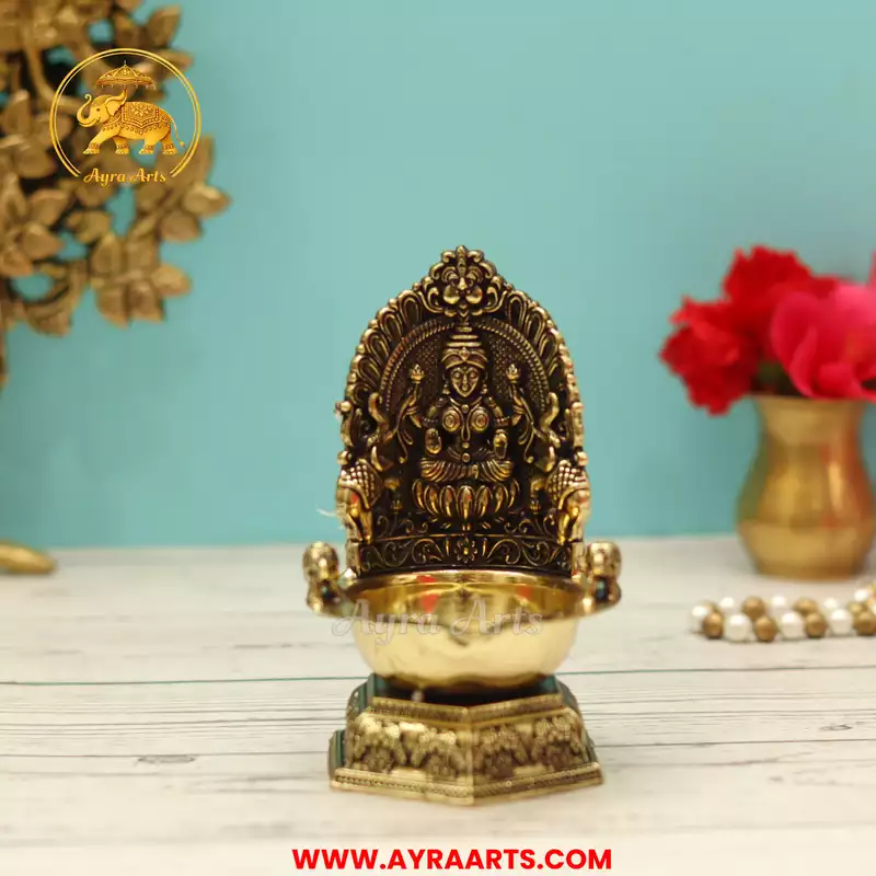 Premium Brass Blessing Lakshmi Deepam - 5 Inch Height