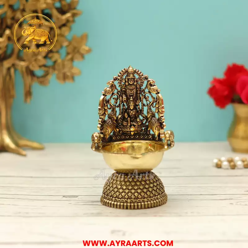 Premium Brass Balaji Lakshmi Deepam - 5 Inch Height