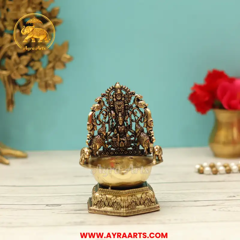 Premium Brass Balaji Lakshmi Deepam - 4.5 Inch Height