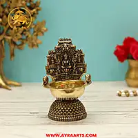 Premium Brass Blessing Gaja Lakshmi Deepam - 5 Inch Height
