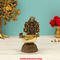 Premium Brass Blessing Gaja Lakshmi Deepam - 5 Inch Height