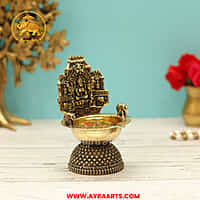 Premium Brass Blessing Gaja Lakshmi Deepam - 5 Inch Height