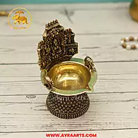 Premium Brass Blessing Gaja Lakshmi Deepam - 5 Inch Height