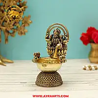 Premium Brass Dhana Lakshmi Deepam - 5 Inch Height