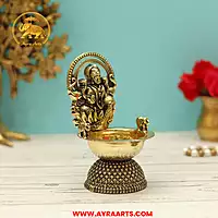 Premium Brass Dhana Lakshmi Deepam - 5 Inch Height