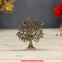 Premium Brass Kalpavriksha Tree Of Life Wish Fulfilling Vriksha Vastu Pooja Home Decor - 3 Inch Height