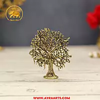 Premium Brass Kalpavriksha Tree Of Life Wish Fulfilling Vriksha Vastu Pooja Home Decor - 3 Inch Height