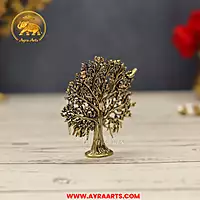 Premium Brass Kalpavriksha Tree Of Life Wish Fulfilling Vriksha Vastu Pooja Home Decor - 3 Inch Height
