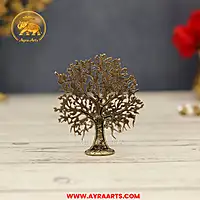 Premium Brass Kalpavriksha Tree Of Life Wish Fulfilling Vriksha Vastu Pooja Home Decor - 3 Inch Height