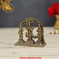Premium Brass Kumara Swami Murugan Valli Devasena Subramanya With Prabhavali Arch - 3 Inch Height