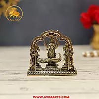 Premium Brass Kumara Swami Murugan Valli Devasena Subramanya With Prabhavali Arch - 3 Inch Height