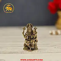 Premium Brass Lakshmi Narasimha Lakshmi Devi Narasimha Swamy Murti Blessing Idol - 2.1 Inch Height