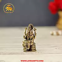 Premium Brass Lakshmi Narasimha Lakshmi Devi Narasimha Swamy Murti Blessing Idol - 2.1 Inch Height