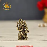 Premium Brass Lakshmi Narasimha Lakshmi Devi Narasimha Swamy Murti Blessing Idol - 2.1 Inch Height