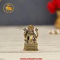 Premium Brass Lakshmi Narasimha Lakshmi Devi Narasimha Swamy Murti Blessing Idol - 2.1 Inch Height