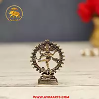 Premium Brass Nataraja Shiva Tandava Nataraj Mahadev Nritya Murti Pooja Idol - 2.2 Inch Height