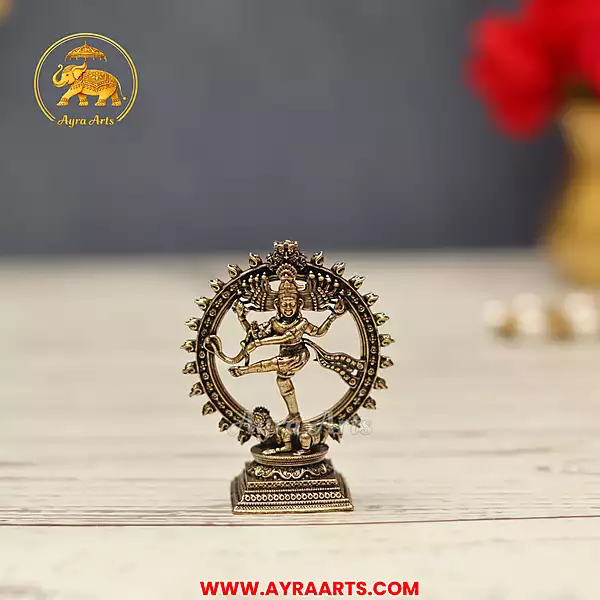 Premium Brass Nataraja Shiva Tandava Nataraj Mahadev Nritya Murti Pooja Idol - 2.2 Inch Height