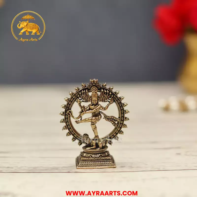 Premium Brass Nataraja Shiva Tandava Nataraj Mahadev Nritya Murti Pooja Idol - 2.2 Inch Height