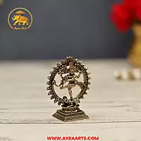 Premium Brass Nataraja Shiva Tandava Nataraj Mahadev Nritya Murti Pooja Idol - 2.2 Inch Height
