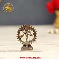 Premium Brass Nataraja Shiva Tandava Nataraj Mahadev Nritya Murti Pooja Idol - 2.2 Inch Height