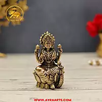 Premium Brass Lakshmi sitting on Lotus  - 3.5 Inch Height