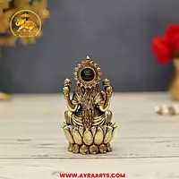 Premium Brass Lakshmi sitting on Lotus  - 3.5 Inch Height