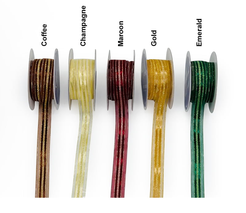 Sheer Ribbon with Gold & Satin Centre