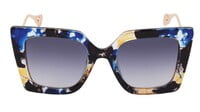 Female Oversized Square Sunglasses. Multi Color Color Rim. See Through Gradient Grey Color Lens.