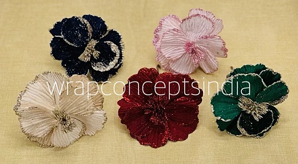 Big Flower with Glitter Centre & Edges-Deep Blue