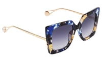 Female Oversized Square Sunglasses. Multi Color Color Rim. See Through Gradient Grey Color Lens.