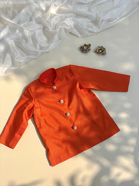 Tangerine Strip Tissue Silk Kurta